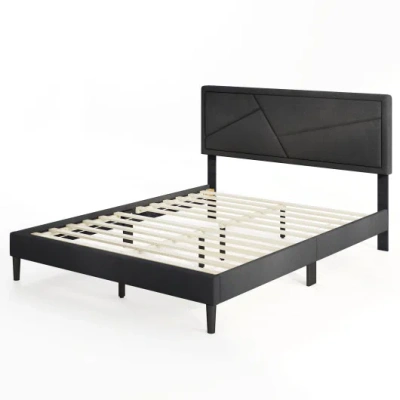 Costway Twin/full/queen Size Upholstered Platform Bed Frame With High Headboard-queen Size In Black
