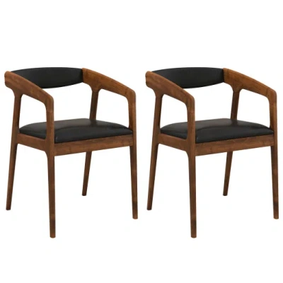 Costway Upholstered Armchairs Set Of 2 With Cozy Backrest And Padded Seat Cushion-brown