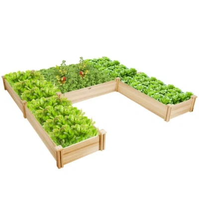 Costway U-shaped Wooden Garden Raised Bed For Backyard And Patio In Green