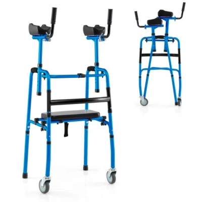 Costway Versatile Rolling Walker For Rehabilitation Training-navy In Blue
