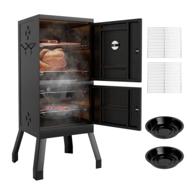Costway Vertical 2-tier Outdoor Barbeque Grill With Temperature Gauge In Black