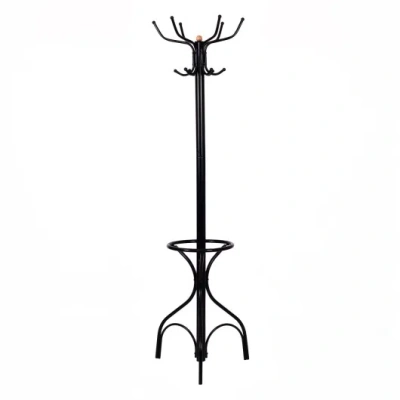Costway Vintage Metal Coat Hat Tree Stand Clothes Hanger In Black