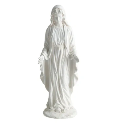 Costway Virgin Mary Statue 29.5 Inch Tall Outdoor Religious Sculpture With Aged Finish-white In Gray