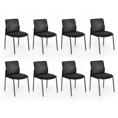 Costway Waiting Room Chair With Metal Frame In Black