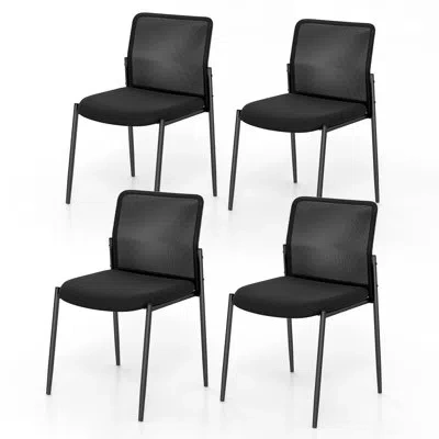 Costway Waiting Room Chair With Metal Frame In Black
