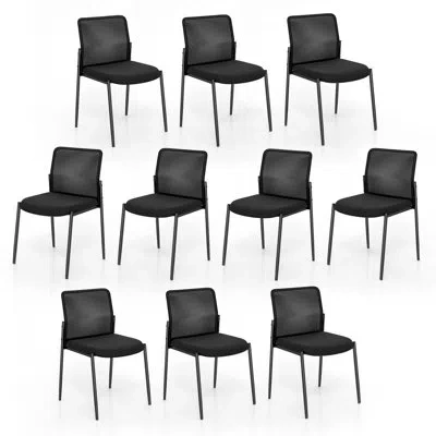 Costway Waiting Room Chair With Metal Frame In Black