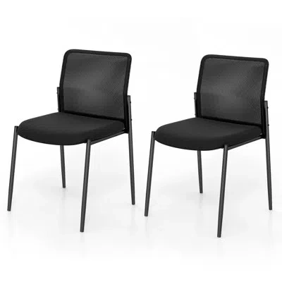 Costway Waiting Room Chair With Metal Frame In Black