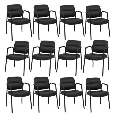 Costway Waiting Room Chair With Metal Frame In Black