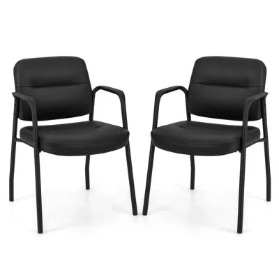 Costway Waiting Room Chair With Metal Frame In Black