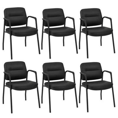Costway Waiting Room Chair With Metal Frame In Black
