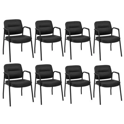 Costway Waiting Room Chair With Metal Frame In Black