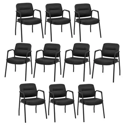Costway Waiting Room Chair With Metal Frame In Black