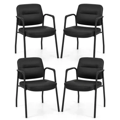 Costway Waiting Room Chair With Metal Frame In Black