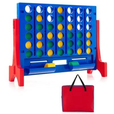 Costway Wall Mounted Or Tabletop Giant 4 In A Row Jumbo 4-to-score Connect Game Set In Blue,red