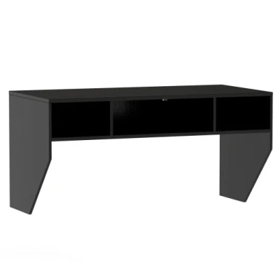 Costway Wall-mounted Computer Desk Floating Laptop Desk With 3 Storage Compartments-black