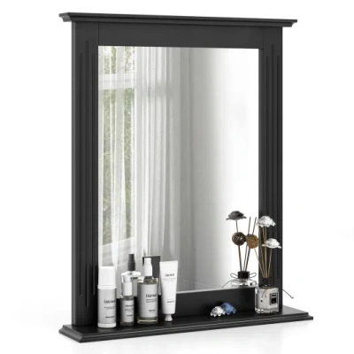 Costway Wall-mounted Multipurpose Vanity Mirror With Shelf-black