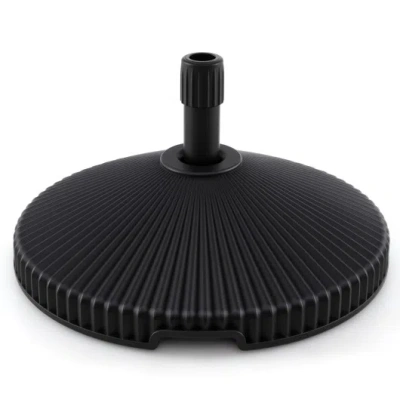 Costway Water And Sand Filled Outdoor Umbrella Stand With Shell Texture And 3 Coupler Sizes-black