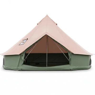 Costway Waterproof Bell Tent With Stove Jack Accommodates And Mesh Windows Doors In Green-m In Multi
