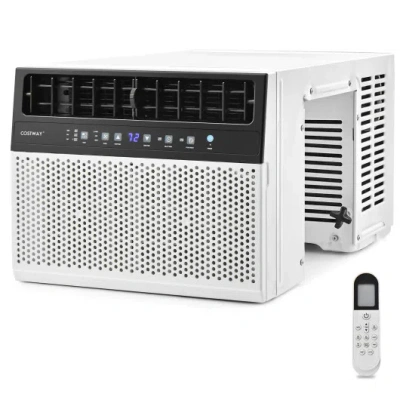 Costway Window Air Conditione With Handy Remote And Led Control Panel-10000 Btu In Gray