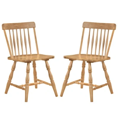 Costway Windsor Dining Chairs Set Of 2 With Curved Spindle Back-natural In Multi