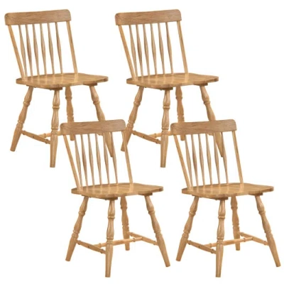 Costway Windsor Dining Chairs Set Of 4 With Curved Spindle Back-natural In Multi