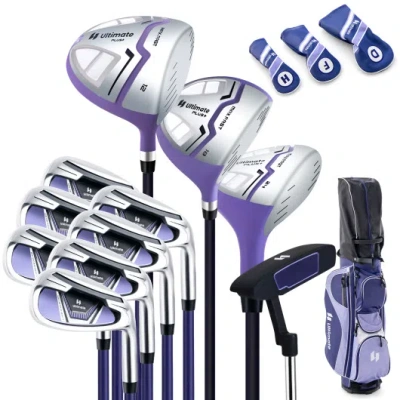 Costway Women's Complete Golf Club Set Right Hand With Rain Hood-purple In Multi