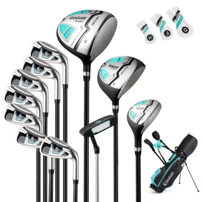 Costway Women's Complete Golf Clubs And Bag Set Golf Stand Bag-green In Gray