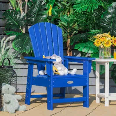 Costway Wood Adirondack Chair In Blue