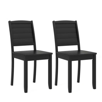 Costway Wood Dining Chair Set Of 2 Armless Kitchen Chairs With Rubber Wood Legs-black