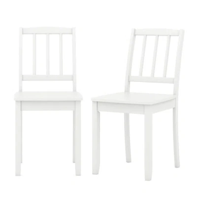 Costway Wood Dining Chair Set Of 2 With Rubber Wood Legs-white