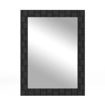 Costway Wood Framed Wall Mirror Rectangle Vanity Mirror For Living Room Entryway-black