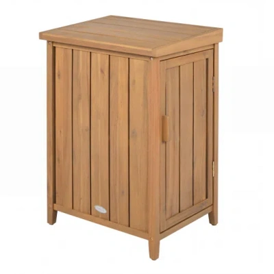 Costway Wood Package Delivery Box With Openable Lid And Removable Shelf For Garden In Multi