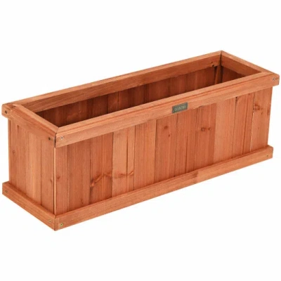 Costway Wooden Decorative Planter Box For Garden Yard And Window In Brown