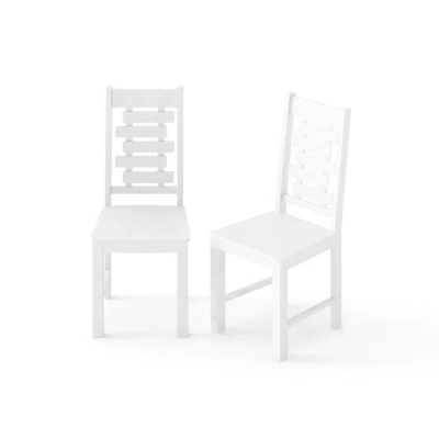 Costway Wooden Dining Chair Set Of 2 Solid Rubber Wood Kitchen Chairs-white