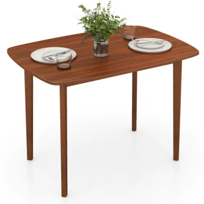 Costway Wooden Dining Table For 2-4 People Kitchen Table With Rubber Wood Legs-walnut In Brown