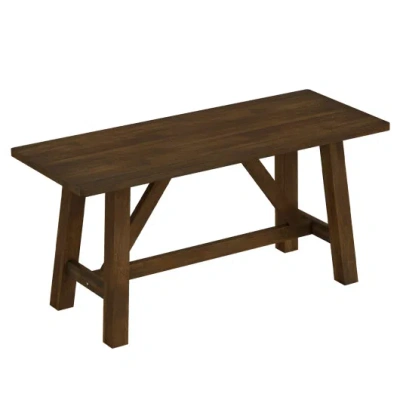 Costway Wooden Entryway Bench Farmhouse Dining Bench With 400 Lbs Weight Capacity-brown