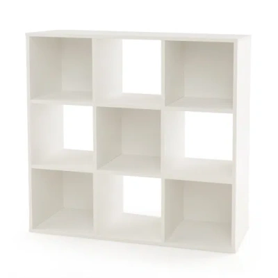 Costway Wooden Kids Bookcase With Storage Cubbies And Anti-toppling Devices-white In Multi
