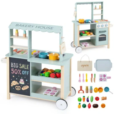 Costway Wooden Kitchen Playset With Cookware Accessories For Kids