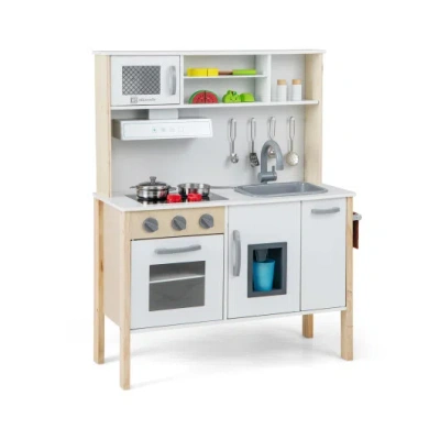 Costway Wooden Pretend Play Kitchen Set For Toddlers-white