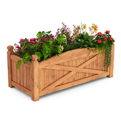 Costway Wooden Raised Garden Bed Drainage Holes For Patio Garden-l In Multi