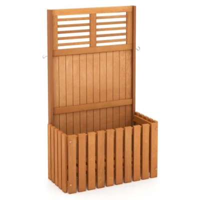 Costway Wooden Raised Garden Bed With Privacy Screen In Brown