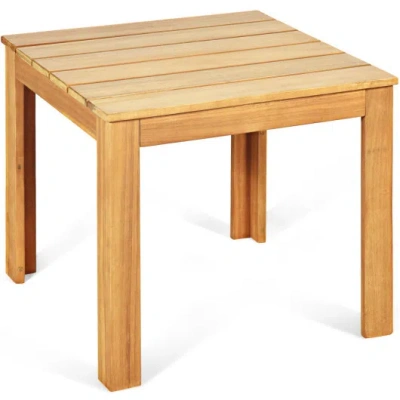 Costway Wooden Square Patio Coffee Bistro Table-natural In Multi