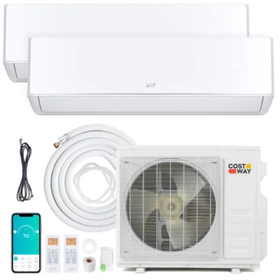 Costway X-pro 18000 Btu 2 Zone 24 Seer2 Mini Split Ac With Heat Pump-12k + 12k In Multi