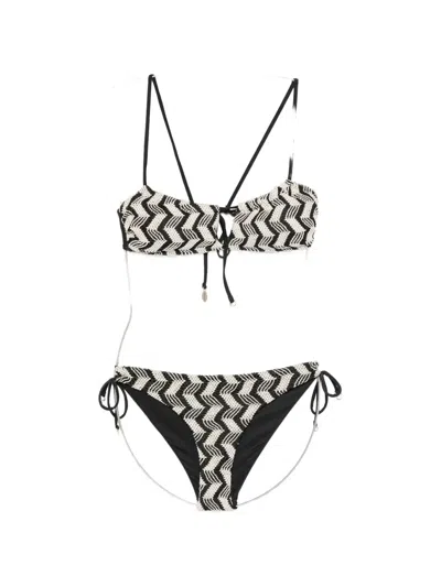 Cotazur Chevron-knit Bikini In Black