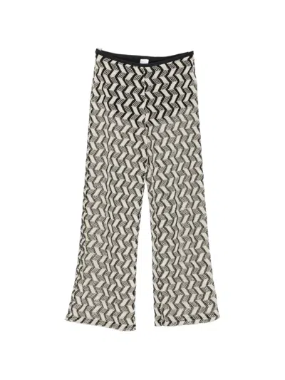 Cotazur Chevron-knit Semi-sheer Trousers In Neutral
