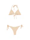 Cotazur Metallic-effect Triangle Bikini In Neutral