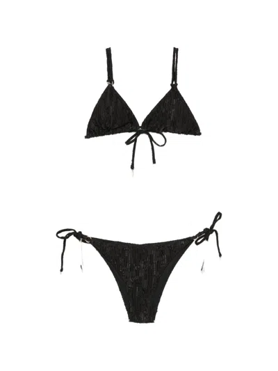 Cotazur Textured Triangle Bikini In Black