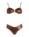Cotazur Woman Bikini Brown Size S Polyester, Elastane