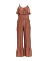 Cotazur Woman Jumpsuit Brown Size L Polyester, Polyamide, Rubber