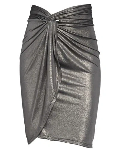 Cotazur Woman Midi Skirt Bronze Size S Polyester, Elastane In Gray